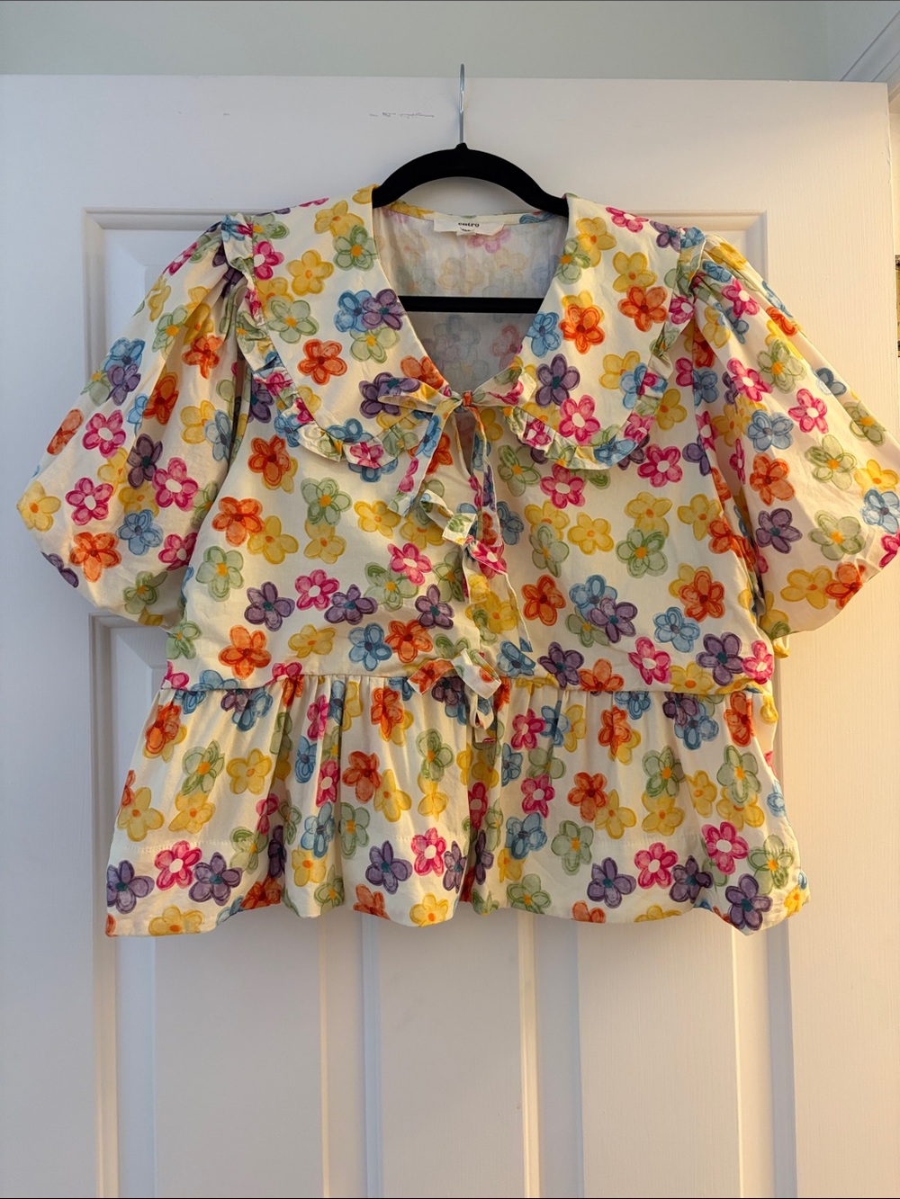 entro Multicolor Floral Ruffle Peplum Blouse
